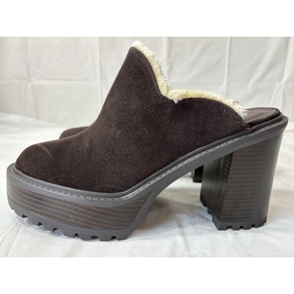 JustFab Alec Block Heeled Mule Slip On Chunky Shoe Brown Size 9 - Picture 3 of 13